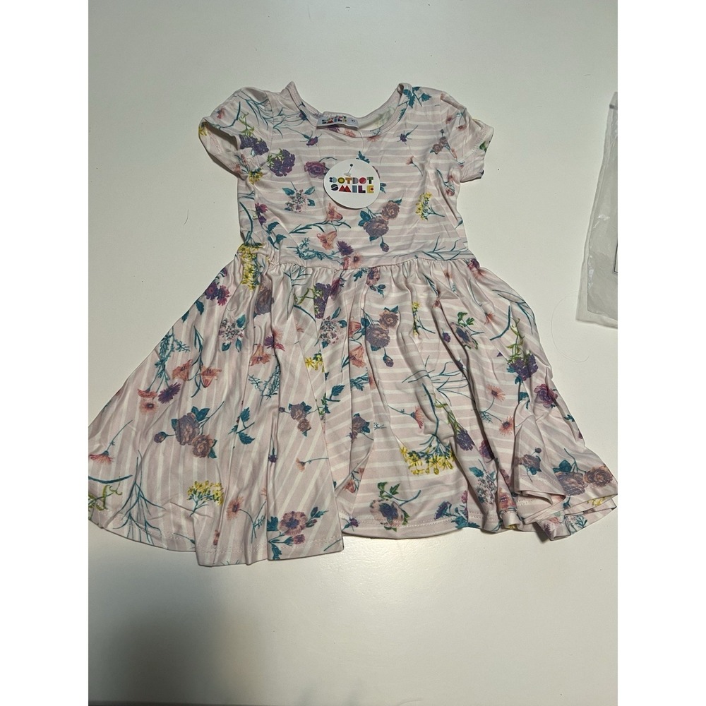 Dot‎ Dot Smile Girls 2T Pink Floral Short Sleeve Fit & Flare Knee Dress